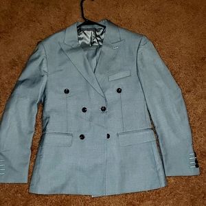Mens small slim fit grey double breasted suit